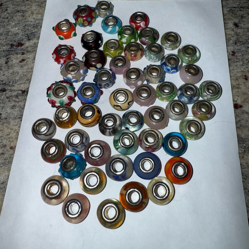 Vibrant Multicolor Bead Charm Bracelet Set 54 Beads